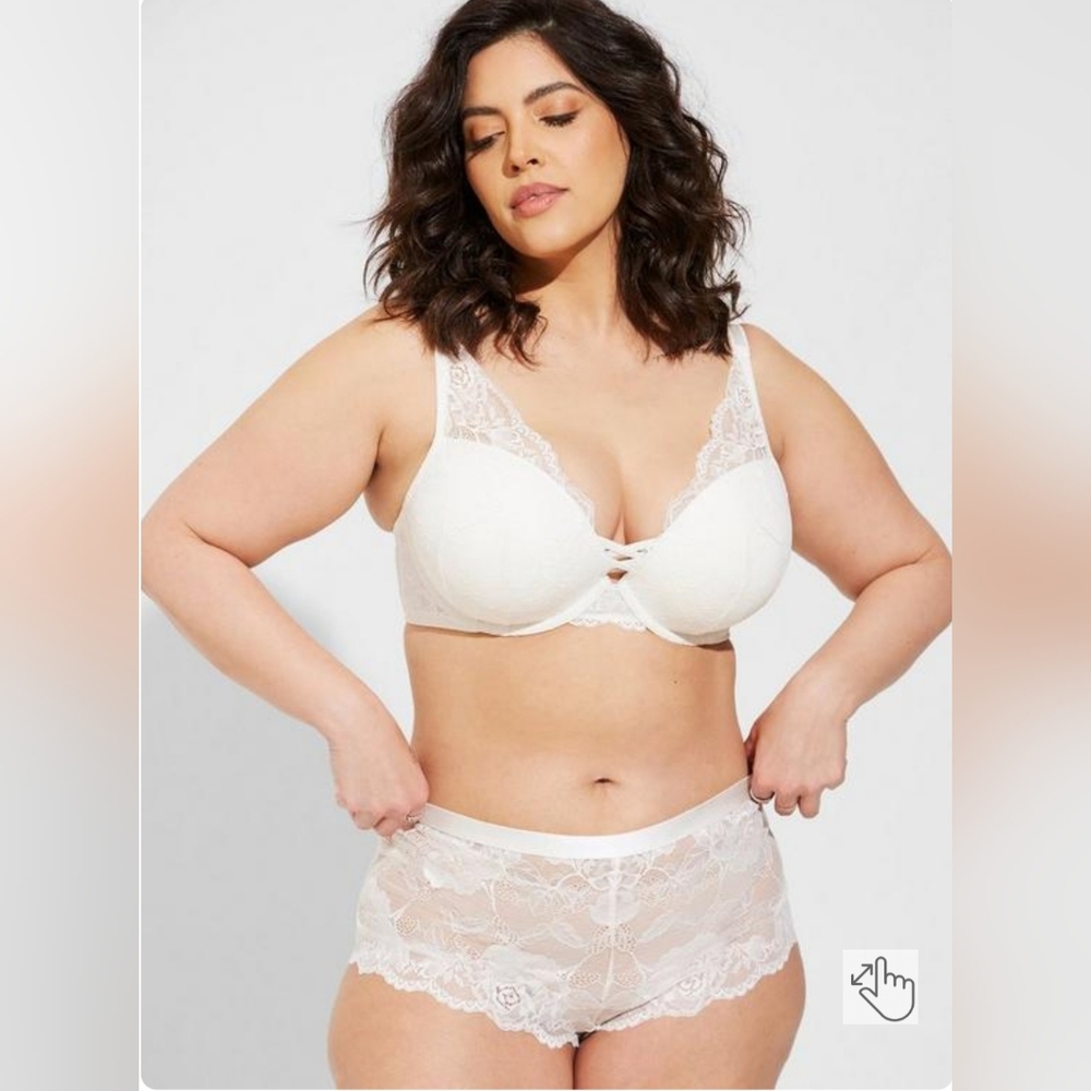 Ivory Floral Lace Mid-Rise Cheeky Mini Lattice Back Panty